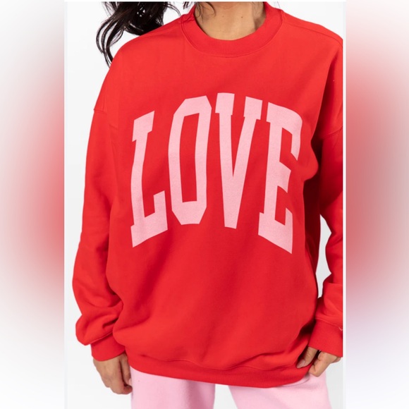 Pink Lily Oversized Red Love Graphic Sweatshirt size S - Picture 1 of 10